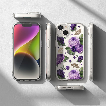 Ringke Armored case cover with gel frame iPhone 14 Plus Fusion Design Purple Rose transparent – image 8