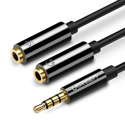 UGREEN 3.5 mm mini jack adapter splitter - 2 x 3.5 mm mini jack microphone and headphones black