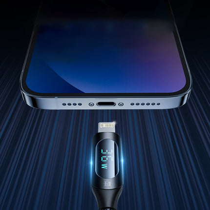 WOZINSKY iPhone USB-C - Lightning cable with LED display 36W 2m black – image 8
