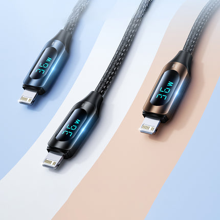 WOZINSKY iPhone USB-C - Lightning cable with LED display 36W 2m black – image 9