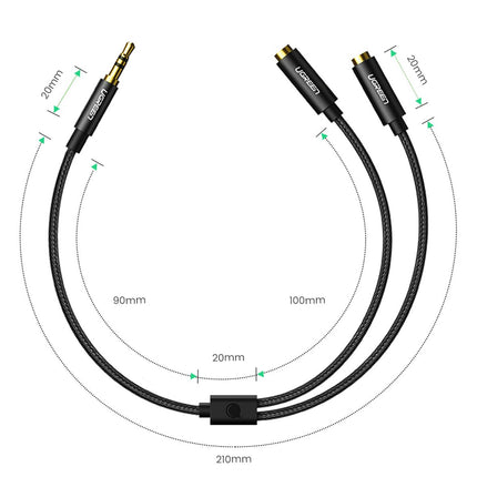 UGREEN Audio splitter cable minijack 3.5 mm - 2x minijack 3.5mm 21cm black – image 6