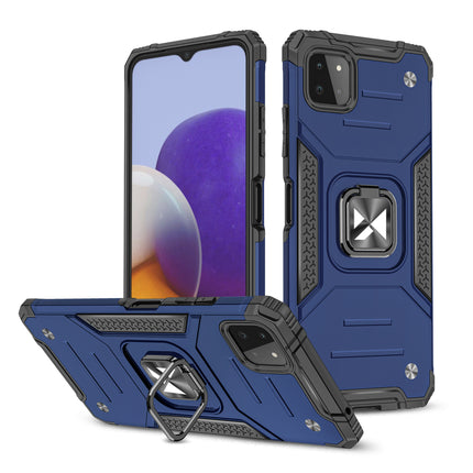 WOZINSKY Armored case cover + magnetic holder for Samsung Galaxy A22 4G Ring Armor blue