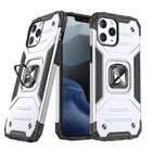 WOZINSKY Armored case with cover + magnetic holder for iPhone 13 Pro Max Ring Armor, silver