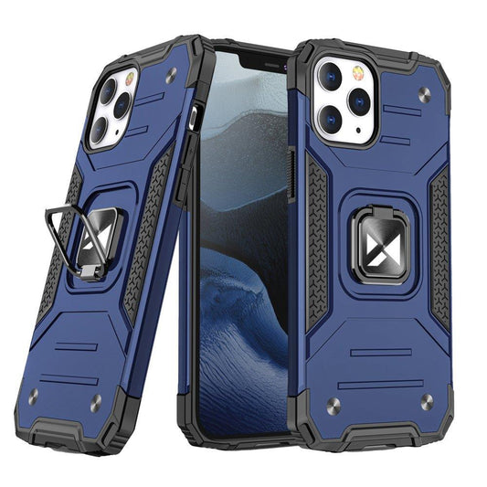 WOZINSKY Armored case with cover + magnetic holder for iPhone 13 mini Ring Armor, blue