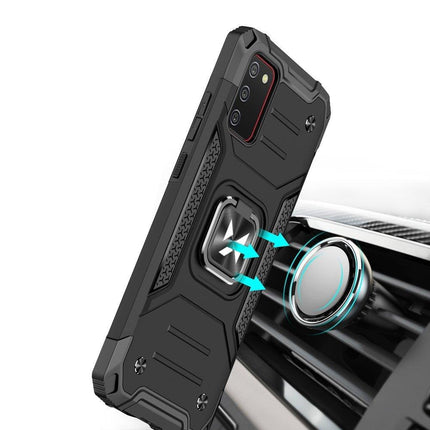 WOZINSKY Armored case with cover + magnetic holder for Samsung Galaxy A03s Ring Armor, black – image 6