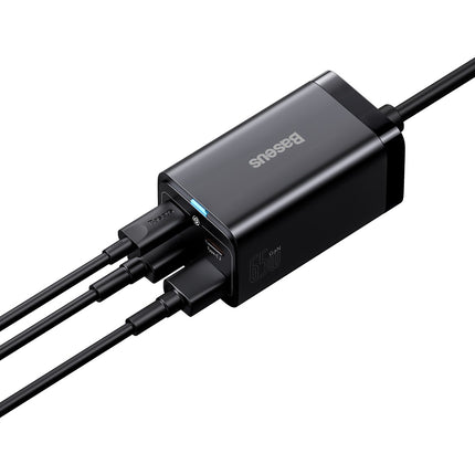 BASEUS GaN3 Pro fast charger 2x USB-C / 2x USB 65W PD QC + USB-C cable 1m black – image 4