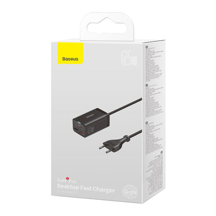 BASEUS GaN3 Pro fast charger 2x USB-C / 2x USB 65W PD QC + USB-C cable 1m black – image 5