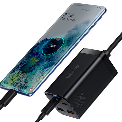 BASEUS GaN3 Pro fast charger 2x USB-C / 2x USB 65W PD QC + USB-C cable 1m black – image 9
