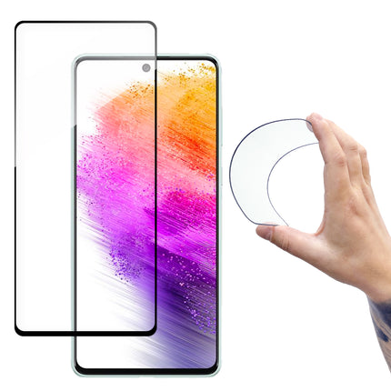 WOZINSKY Glass Film Tempered Glass with Frame Samsung Galaxy A73 Full Cover Flexi Nano Transparent