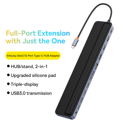 BASEUS 12in1 HUB notebook stand USB-C USB-A DP HDMI SD TF RJ45 3.5mm jack PD 100W gray – image 10