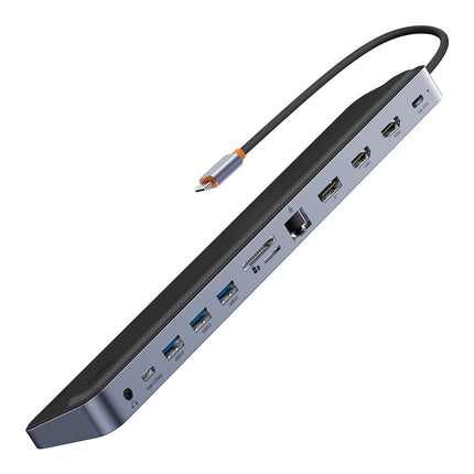 BASEUS 12in1 HUB notebook stand USB-C USB-A DP HDMI SD TF RJ45 3.5mm jack PD 100W gray