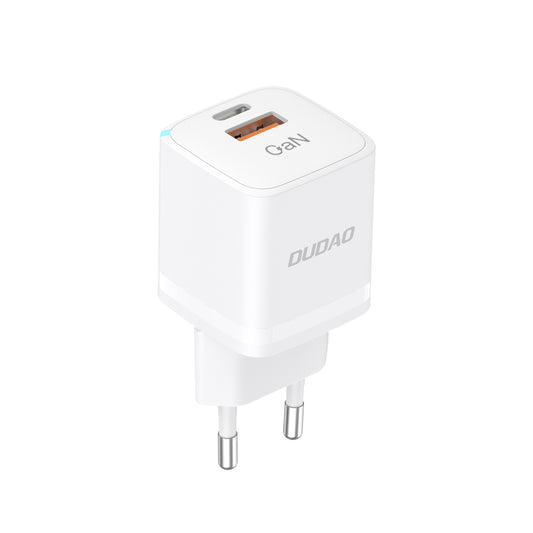 DUDAO GaN 33W PPS USB-C USB-A wall charger, white