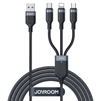 JOYROOM 3in1 Cable USB Multi-Use Series to Lightning USB-C micro USB 30cm black