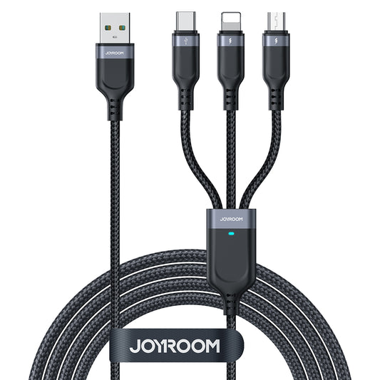 JOYROOM 3in1 Cable USB Multi-Use Series to Lightning USB-C micro USB 30cm black