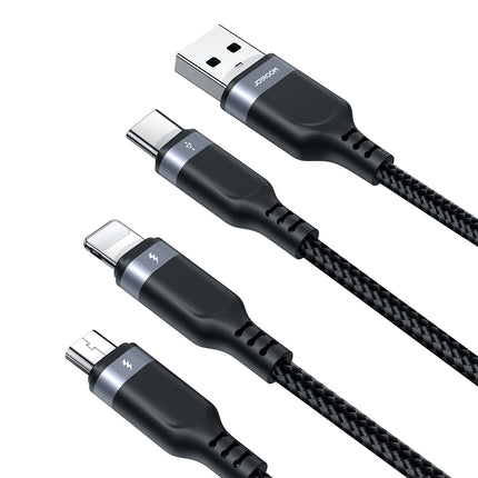 JOYROOM 3in1 Cable USB Multi-Use Series to Lightning USB-C micro USB 30cm black – image 4