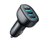 JOYROOM 3.4A car charger with 3x USB-A display, black