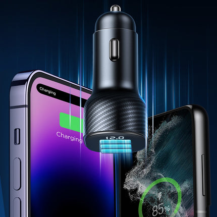 JOYROOM 3.4A car charger with 3x USB-A display, black – image 10