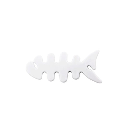 HURTEL Headphone cable organizer in the shape of a fish, white
