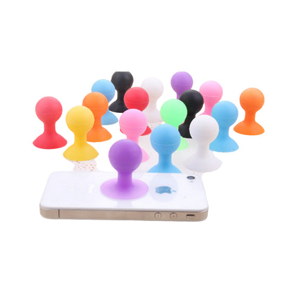 HURTEL Silicone phone holder with suction cup and round head, red – image 3