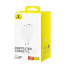 BASEUS GaN Cube Pro 65W 2x USB-C USB-A network charger, white