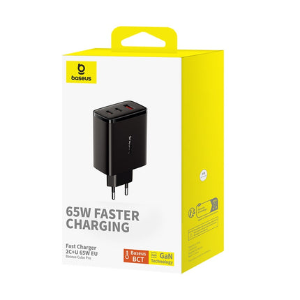 BASEUS GaN Cube Pro 65W 2x USB-C USB-A wall charger, black