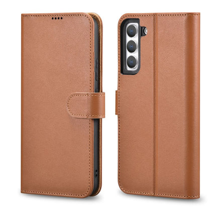 ICARER Leather Wallet Case for Galaxy S22+ Brown