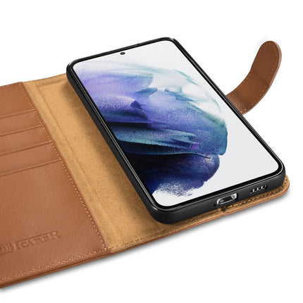 ICARER Leather Wallet Case for Galaxy S22+ Brown – image 2