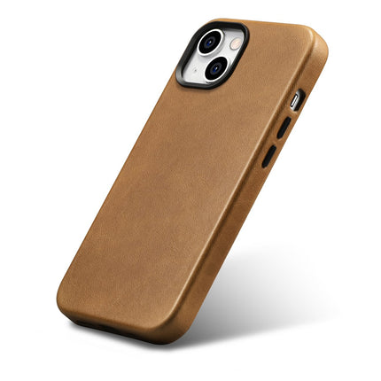 ICARER iPhone 14 Plus Magnetic Leather Case with MagSafe Oil Wax Premium Leather Case Light Brown – image 4