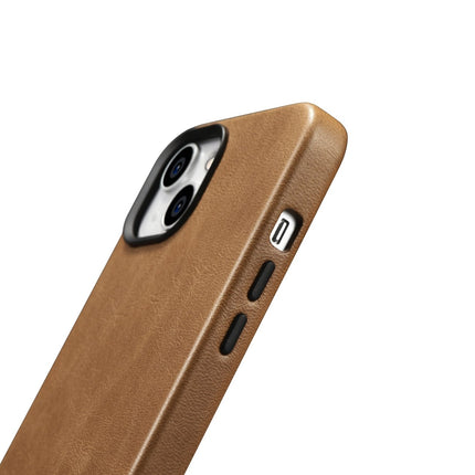 ICARER iPhone 14 Plus Magnetic Leather Case with MagSafe Oil Wax Premium Leather Case Light Brown – image 5