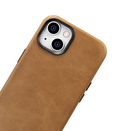 ICARER iPhone 14 Plus Magnetic Leather Case with MagSafe Oil Wax Premium Leather Case Light Brown – image 6