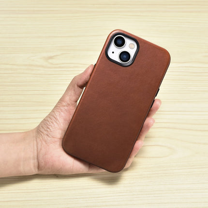 ICARER iPhone 14 Plus magnetic leather case with MagSafe Oil Wax Premium Leather Case brown – image 9