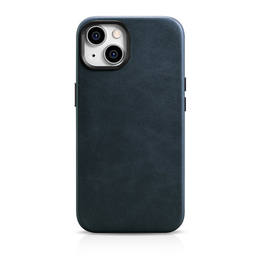 ICARER iPhone 14 Plus Magnetic Leather Case with MagSafe Oil Wax Premium Leather Case Navy Blue