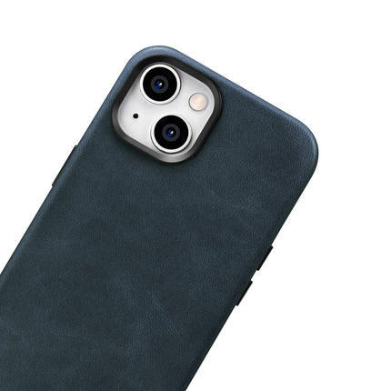 ICARER iPhone 14 Plus Magnetic Leather Case with MagSafe Oil Wax Premium Leather Case Navy Blue – image 8
