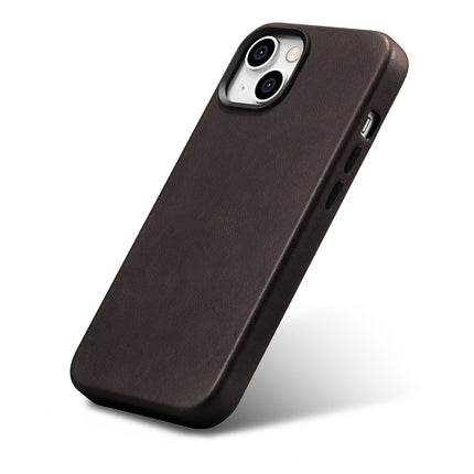 ICARER iPhone 14 Plus Magnetic Leather Case with MagSafe Oil Wax Premium Leather Case Dark Brown – image 5