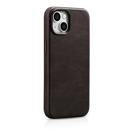 ICARER iPhone 14 Plus Magnetic Leather Case with MagSafe Oil Wax Premium Leather Case Dark Brown – image 6