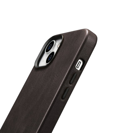 ICARER iPhone 14 Plus Magnetic Leather Case with MagSafe Oil Wax Premium Leather Case Dark Brown – image 7