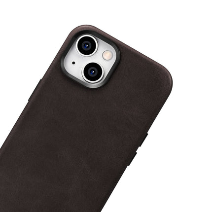 ICARER iPhone 14 Plus Magnetic Leather Case with MagSafe Oil Wax Premium Leather Case Dark Brown – image 8