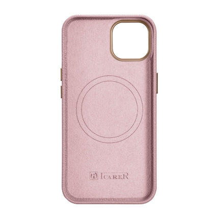 ICARER iPhone 14 Plus magnetic leather case with MagSafe Litchi Premium Leather Case pink – image 3