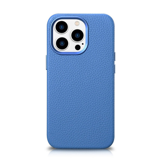 ICARER iPhone 14 Pro Max magnetic leather case with MagSafe Litchi Premium Leather Case blue