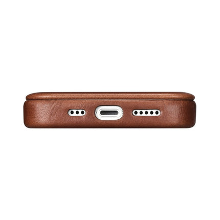 ICARER iPhone 14 Plus Magnetic Flip Leather Case MagSafe CE Oil Wax Premium Leather Brown – image 11