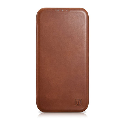 ICARER iPhone 14 Plus Magnetic Flip Leather Case MagSafe CE Oil Wax Premium Leather Brown – image 2