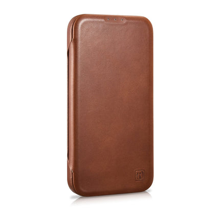 ICARER iPhone 14 Plus Magnetic Flip Leather Case MagSafe CE Oil Wax Premium Leather Brown – image 5