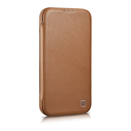 ICARER iPhone 14 Pro leather case with magnetic flap MagSafe CE Premium Leather light brown – image 4