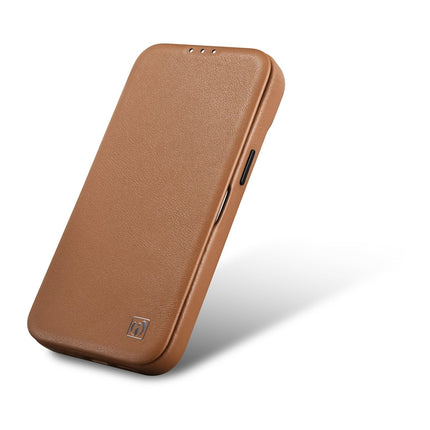 ICARER iPhone 14 Pro leather case with magnetic flap MagSafe CE Premium Leather light brown – image 8