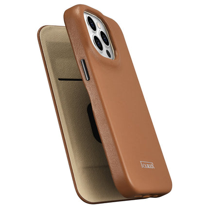 ICARER iPhone 14 Pro leather case with magnetic flap MagSafe CE Premium Leather light brown – image 9