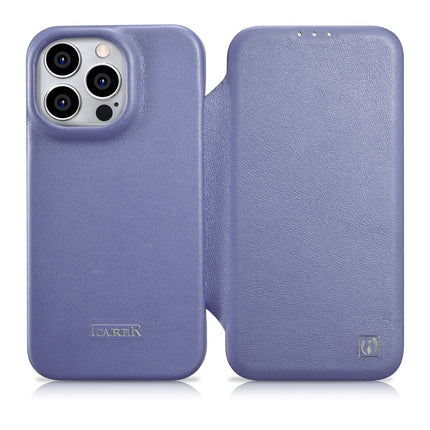 ICARER iPhone 14 Pro magnetic flip case MagSafe CE Premium Leather light purple