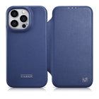 ICARER Leather case for iPhone 14 Pro with magnetic flap MagSafe CE Premium Leather navy blue