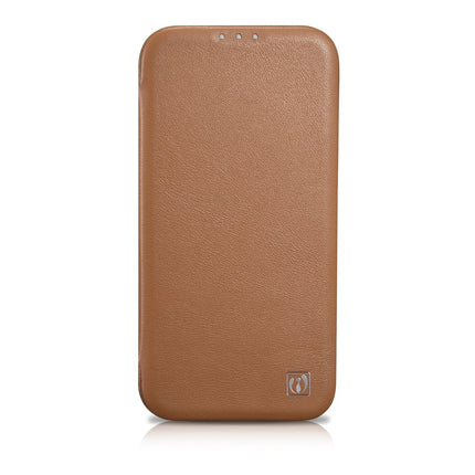 ICARER iPhone 14 Plus leather case with magnetic flap MagSafe CE Premium Leather light brown – image 2