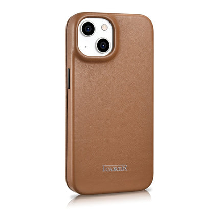 ICARER iPhone 14 Plus leather case with magnetic flap MagSafe CE Premium Leather light brown – image 3
