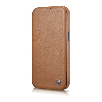 ICARER iPhone 14 Plus leather case with magnetic flap MagSafe CE Premium Leather light brown – image 6